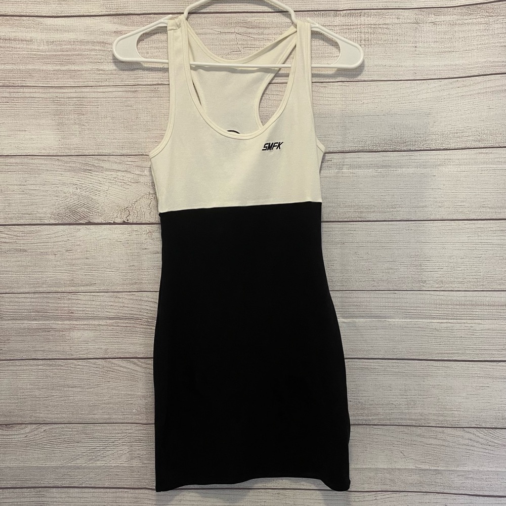 SMFK Mini Sleeveless White and Black Pencil Dress - Size: 1